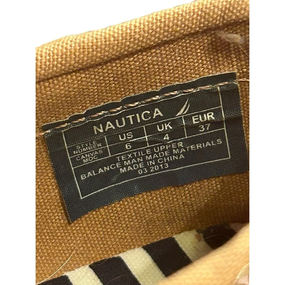 Nautica Canvas Slip On Boat Shoes Women's Size 6M Light Brown Rope Accents
